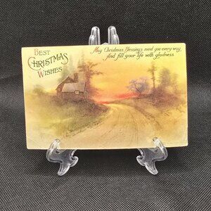 1917 Christmas Wishes House Winter Wolf Philadelphia Pa Posted Antique Postcard